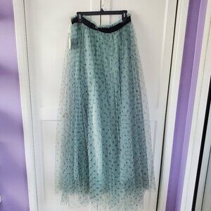 Women's size 8 mint and black polka dot tulle maxi skirt by Staud